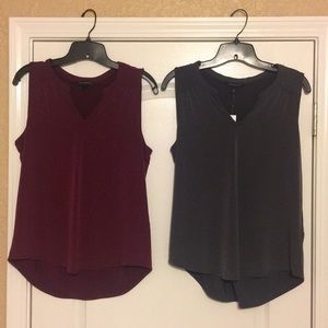 Burgundy and gray sleeveless tops